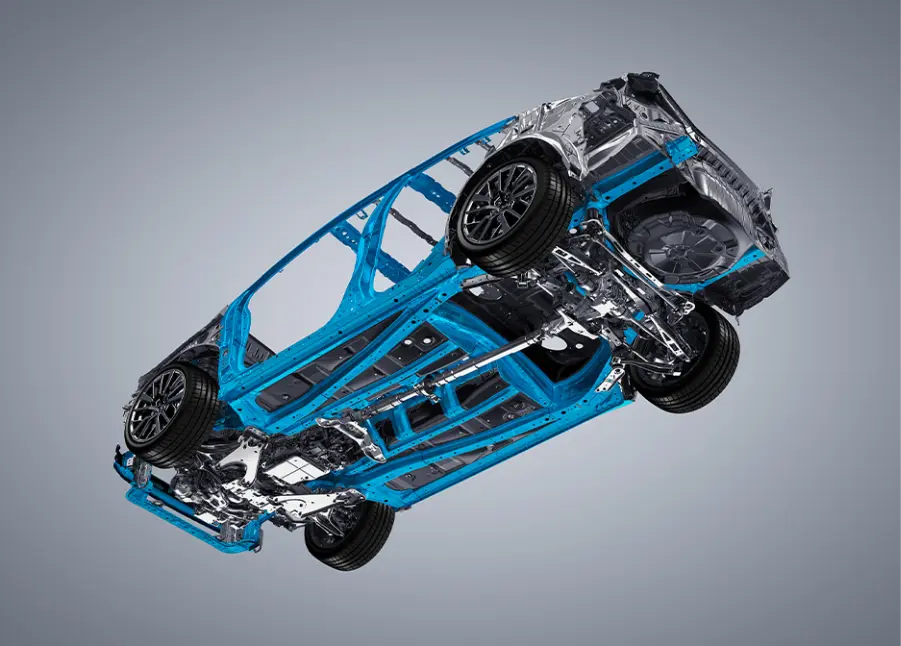 Subaru Global Platform sobre fondo gris.